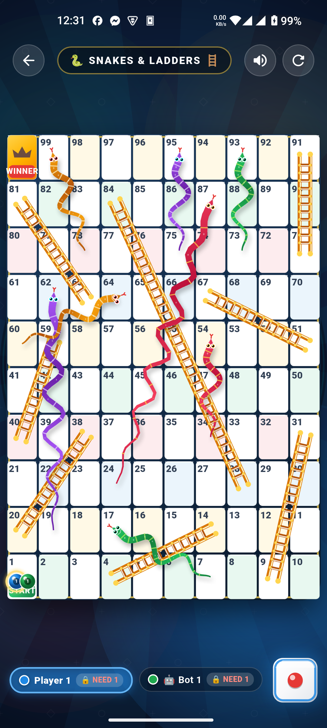 Snakes and Ladders Game Board